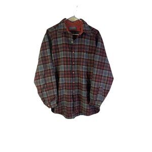 Vintage 90s Pendleton Wool Flannel Plaid Button Front Shirt